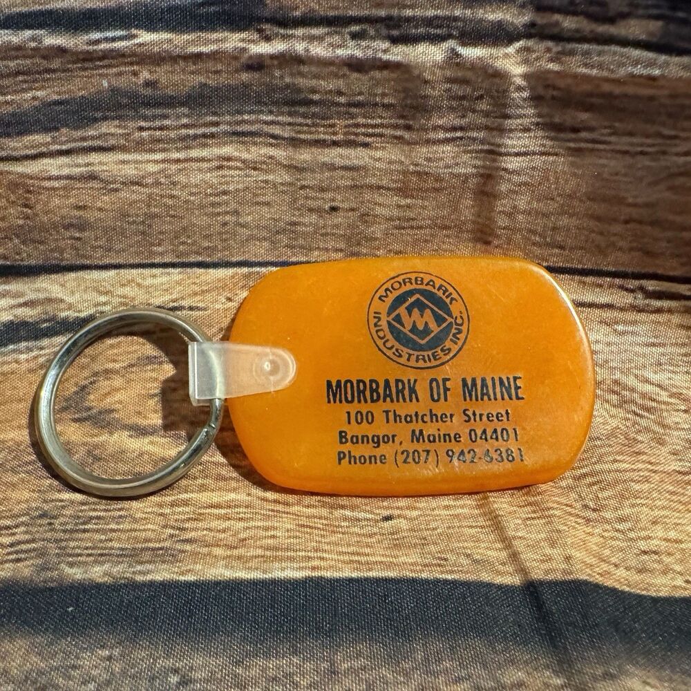 Vintage Morbark of Maine Keychain Bangor Forestry Heavy Equipment Advertising